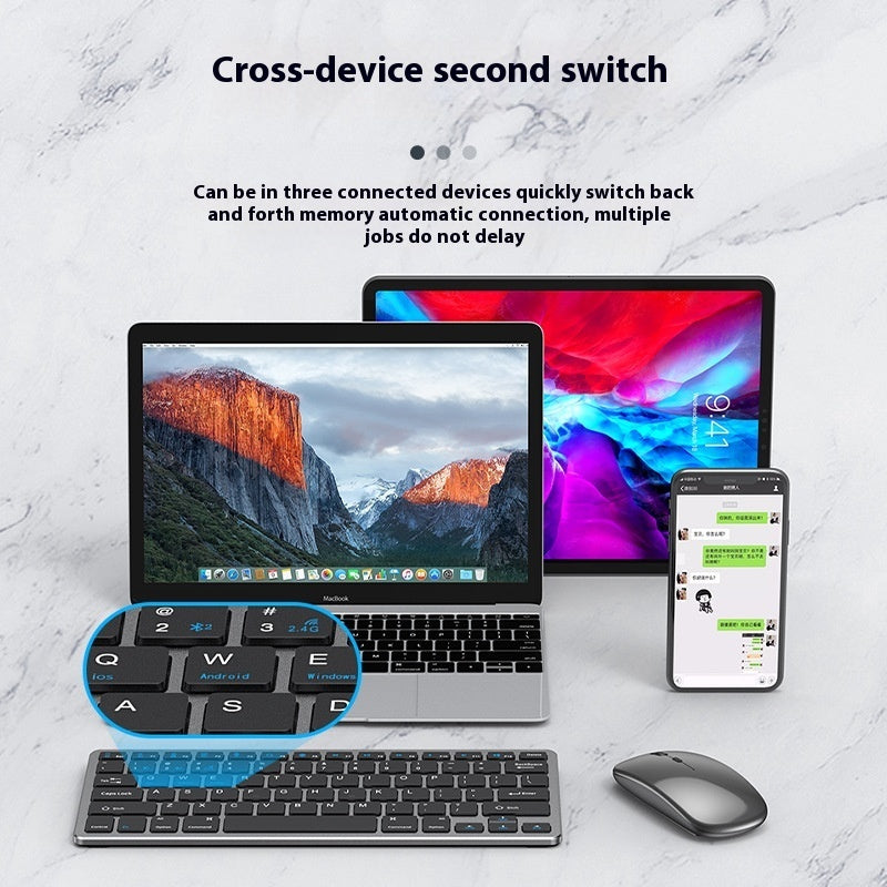 Wireless Keyboard Mouse Ultra-thin Suit Rechargeable Mute Bluetooth