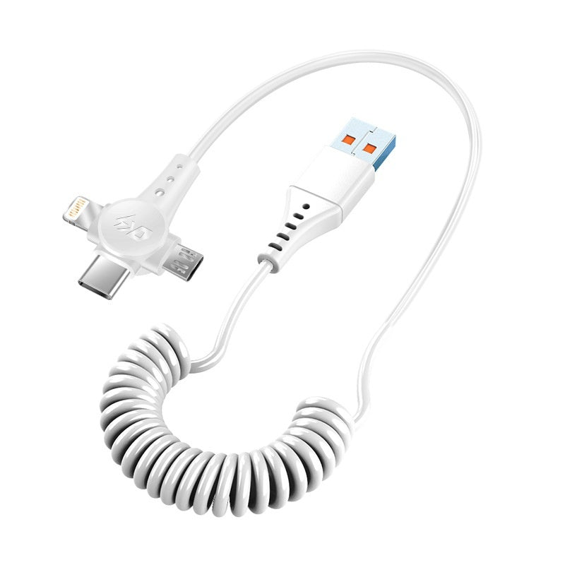 Super Fast Charge Charge Spring Telescopic Data Cable One Drag Three Fast Charge Type-c Android Three-in-one Charge Cable
