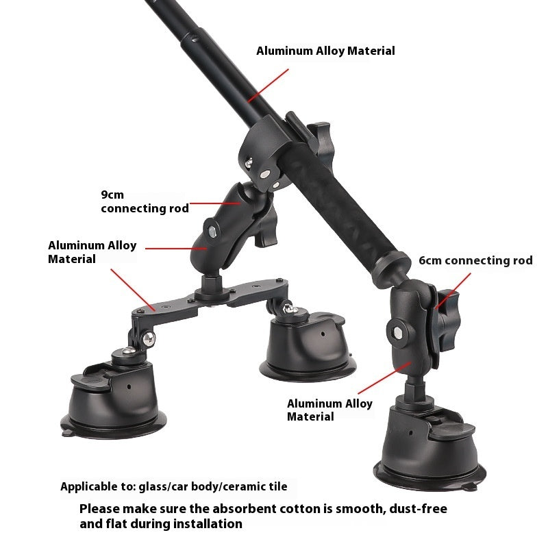 Panoramic Camera View Angle Car Roof And Racket Suction Cup Fixed Bracket