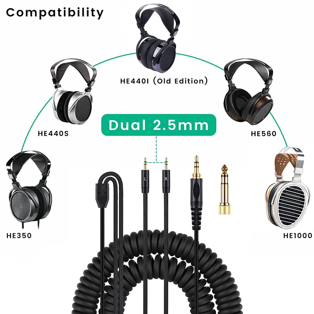 Suitable For HE400i He560 Double 25mm Plug Headset Spring Headset Cable