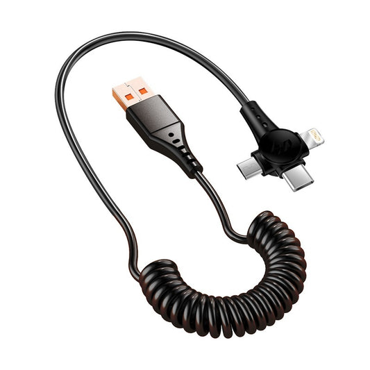 Super Fast Charge Charge Spring Telescopic Data Cable One Drag Three Fast Charge Type-c Android Three-in-one Charge Cable