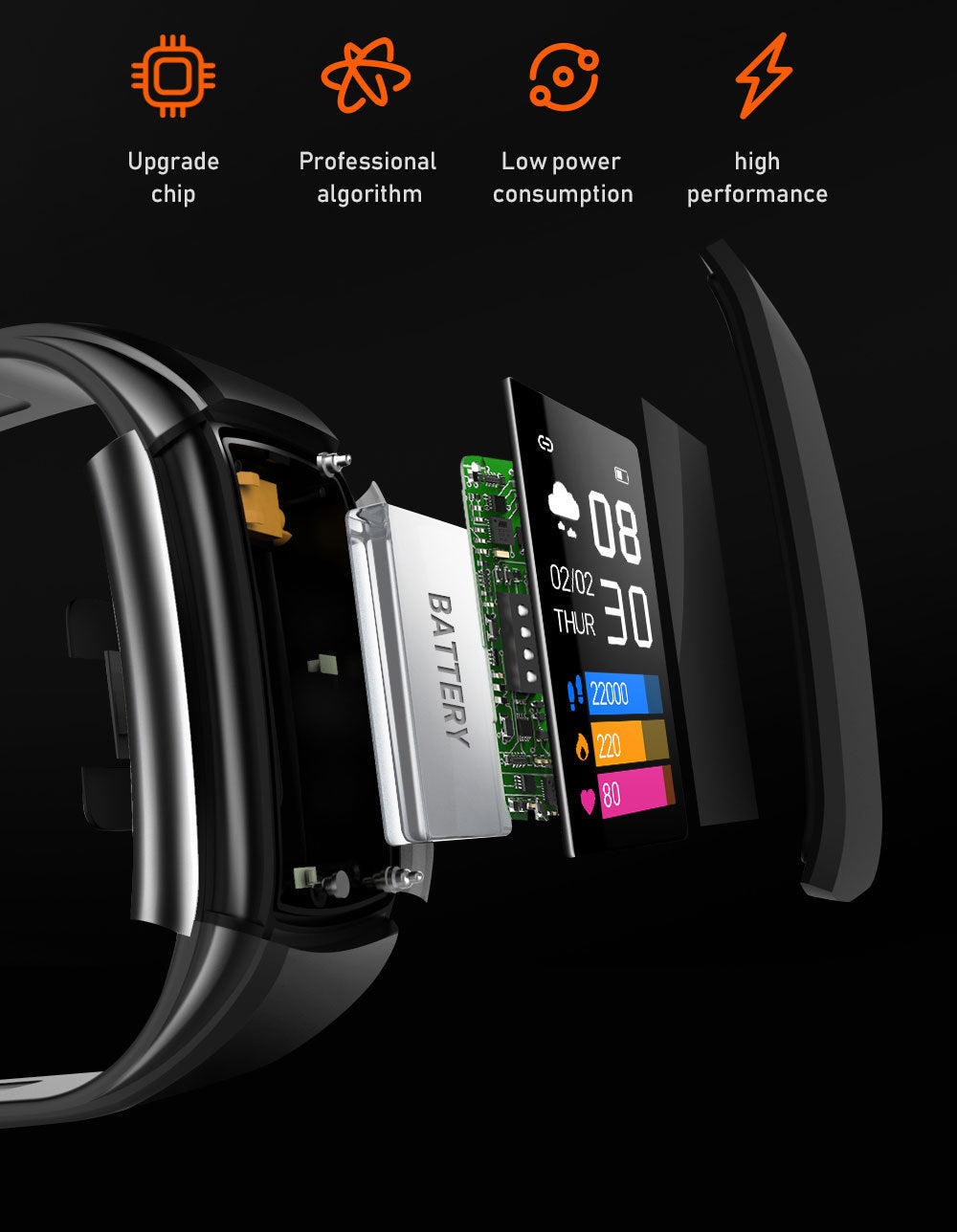 CT6 Smart Motion Meter Step Color Screen Bracelet